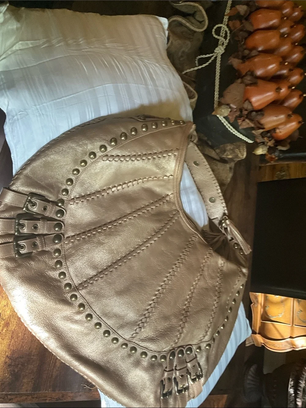 Bronze leather Isabella Fiori  Leather Hobo Shoulder Bag - Everyday Chic